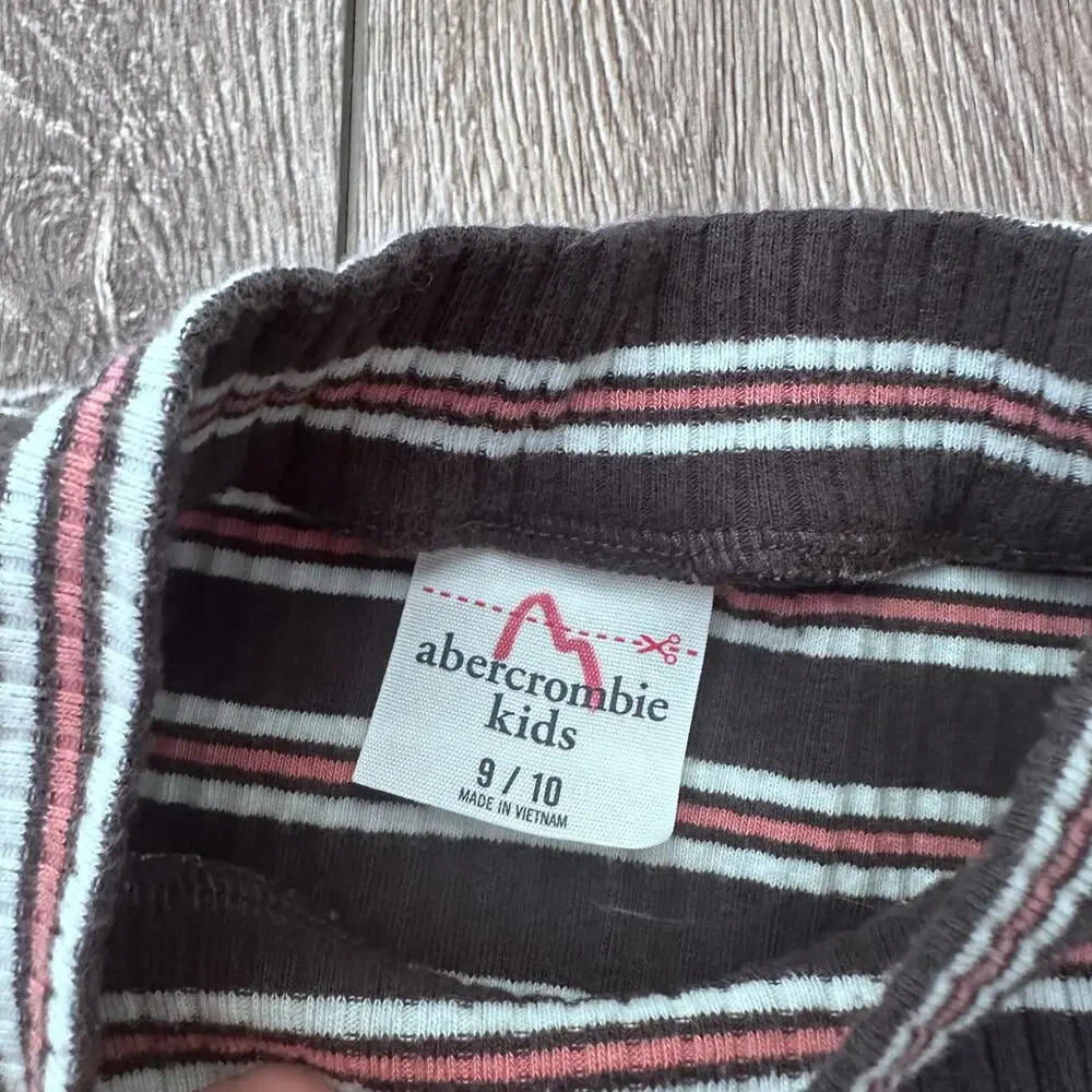 Abercrombie Kids Black Striped Ribbed Mock Neck Top 9/10